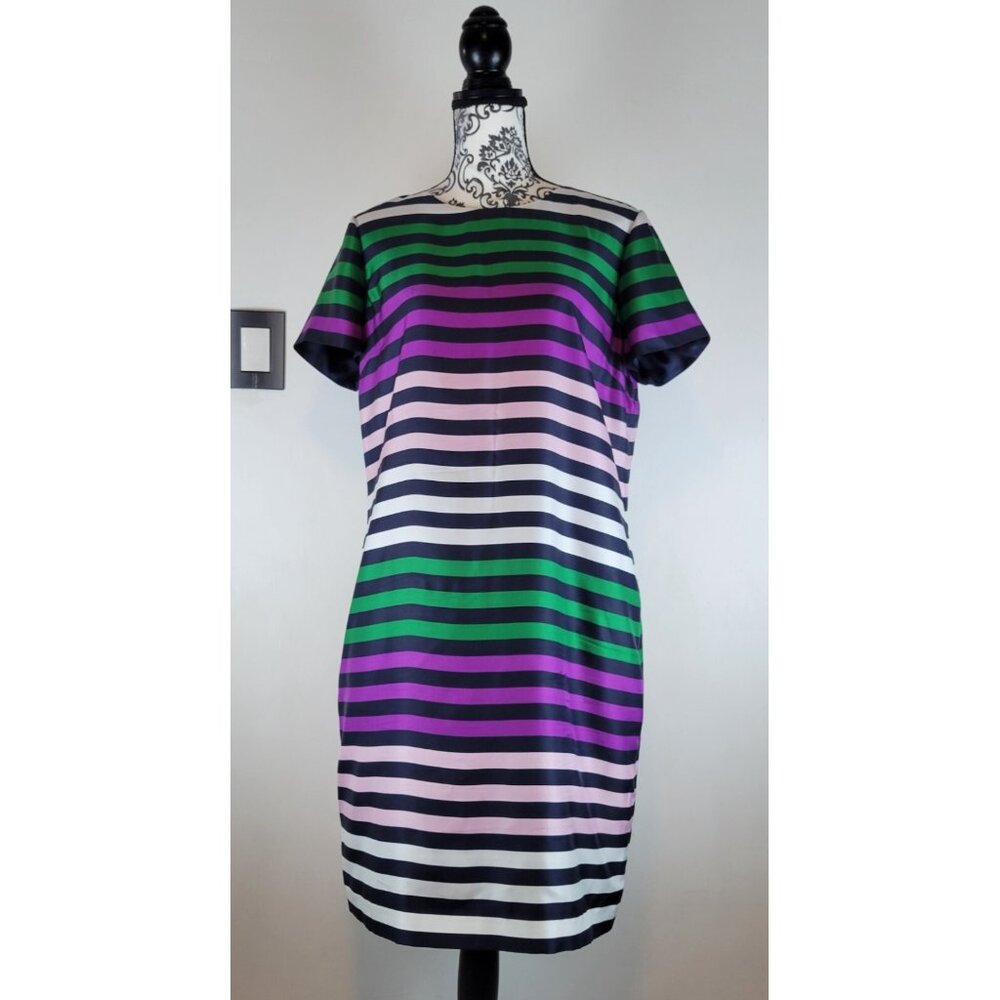 Brooks Brothers Red Fleece Womens A Line Dress Size 14 Multicolor 100% Silk